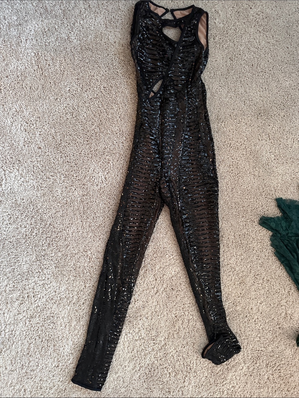 Black Sequin Sheer Jumpsuit